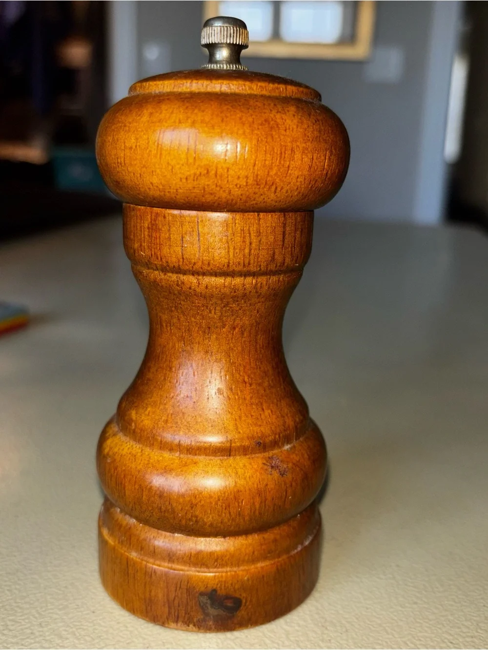 Vintage Chin Te Fa Wooden Pepper Mill Grinder Stainless Steel Taiwan 5½”
